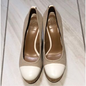 Tory Burch “Gabe” cork wedge heels